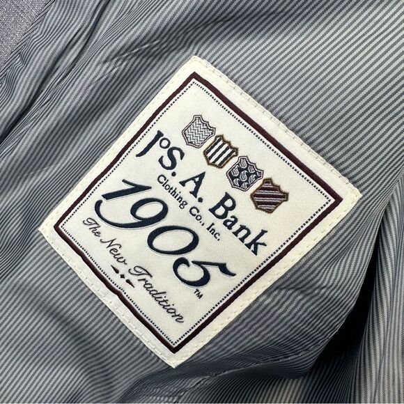 Jos A Bank Blazer Mens 43R Gray Slim Fit Wool 2 Button Suit Jacket Business - Picture 13 of 16